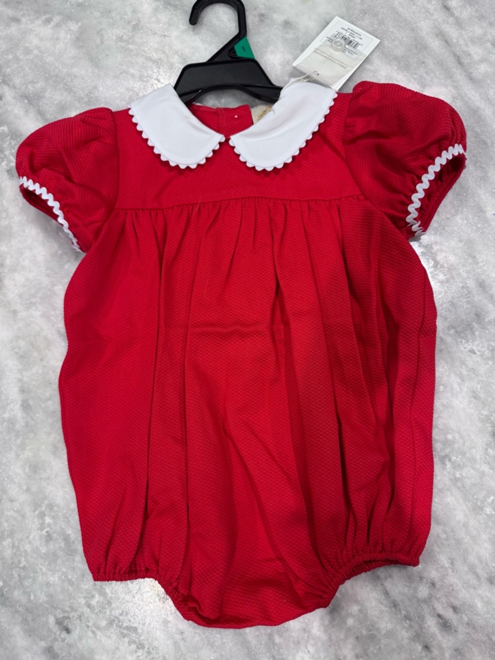 The Beaufort Bonnet Company Red Romper with White Peter Pan Collar